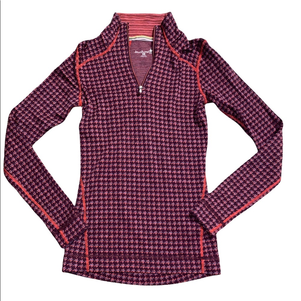 Smartwool 1/4 Zip Pullover Top XS Purple Merino Wool Base Layer